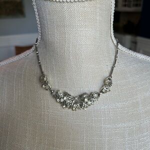Vintage Silver Necklace with Crystal Accents